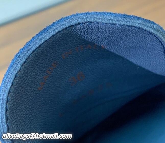 Good Quality Loro Piana Suede Flat Mules Deep Blue 812044