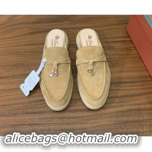 Best Grade Loro Piana Suede Flat Mules Sand Beige 812054