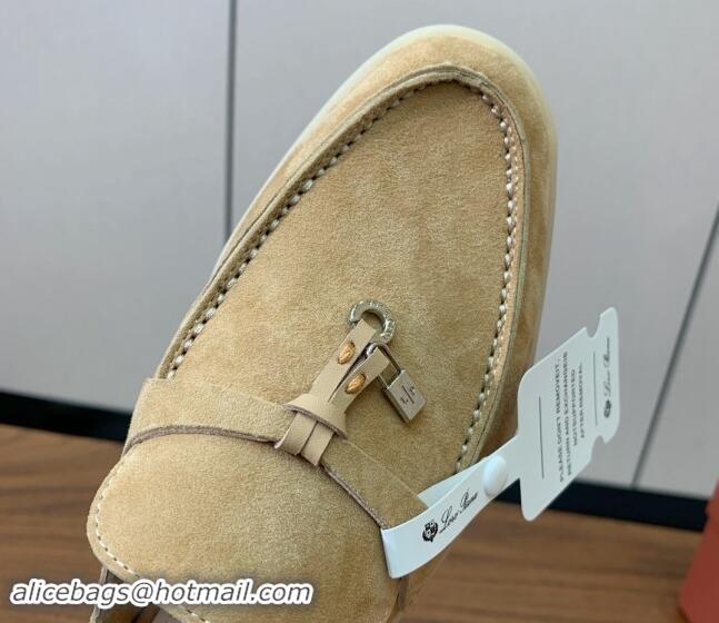 Best Grade Loro Piana Suede Flat Mules Sand Beige 812054