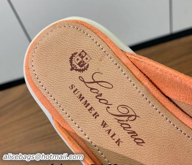 Leisure Loro Piana Suede Flat Mules Pale Orange 812060