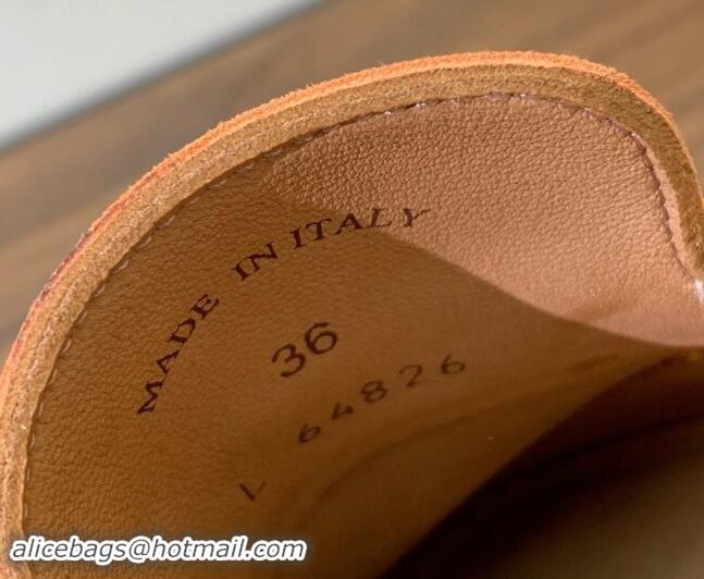 Leisure Loro Piana Suede Flat Mules Pale Orange 812060