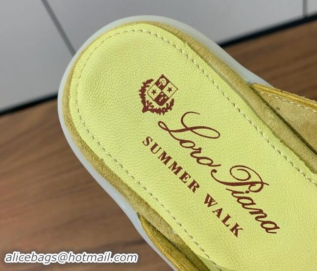 Best Price Loro Piana Suede Flat Mules Yellow 812064