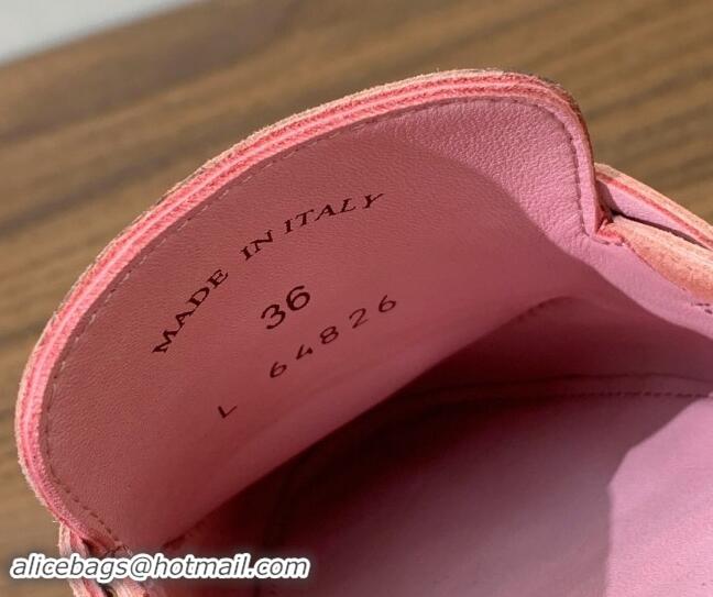 Sumptuous Loro Piana Suede Flat Mules P71Pink 812065