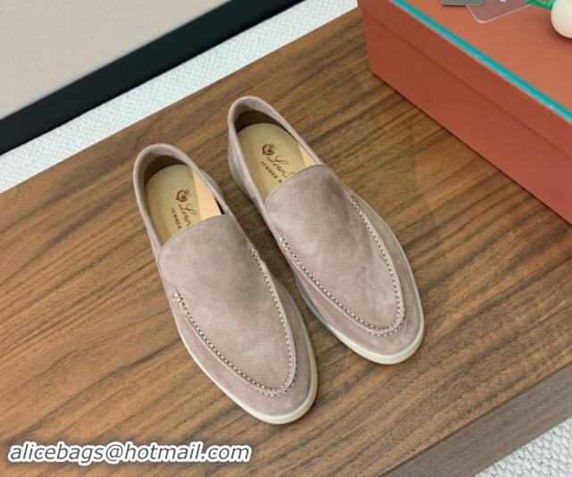 Good Looking Loro Piana Suede Flat Loafers Camel 812075