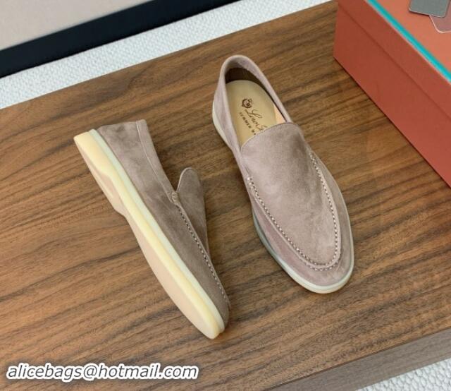 Good Looking Loro Piana Suede Flat Loafers Camel 812075