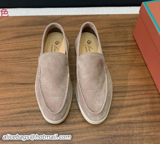 Good Looking Loro Piana Suede Flat Loafers Camel 812075