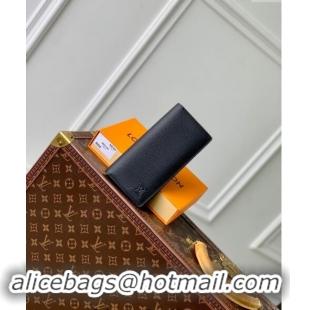 Top Grade Louis Vuitton Brazza Wallet in Black Grained Leather M83126 2024