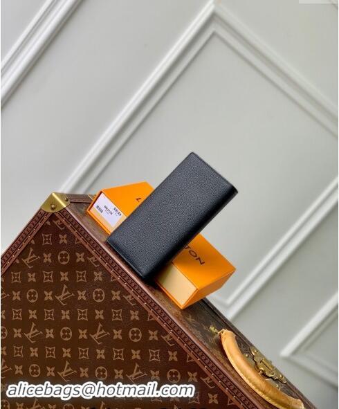 Top Grade Louis Vuitton Brazza Wallet in Black Grained Leather M83126 2024