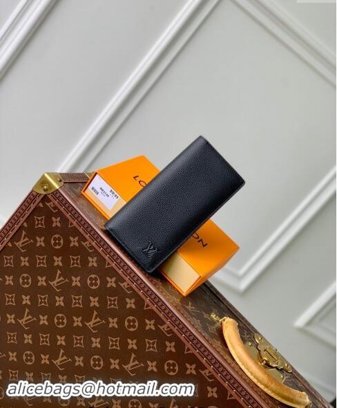 Top Grade Louis Vuitton Brazza Wallet in Black Grained Leather M83126 2024