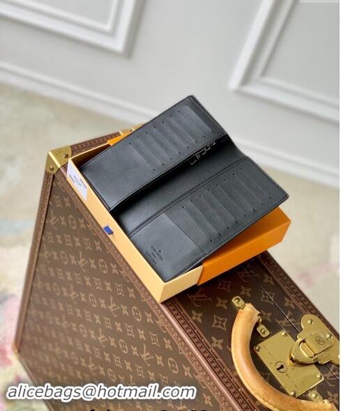 Top Grade Louis Vuitton Brazza Wallet in Black Grained Leather M83126 2024