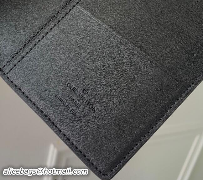 Top Grade Louis Vuitton Brazza Wallet in Black Grained Leather M83126 2024