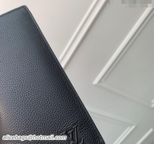 Top Grade Louis Vuitton Brazza Wallet in Black Grained Leather M83126 2024