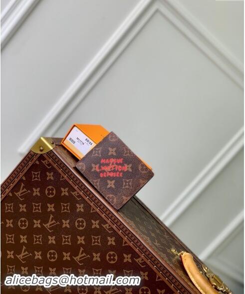 Good Taste Louis Vuitton Multiple Wallet in Monogram Dust Canvas with Red Signature M11716 2024