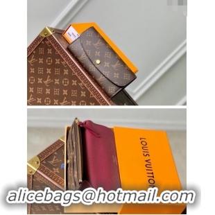 Well Crafted Louis Vuitton Monogram Canvas Emilie Wallet M60697 Burgundy 2024