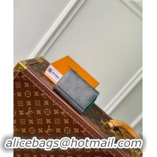 Classic Discount Louis Vuitton Slender Pilot Wallet in Grey Monogram Eclipse Canvas/Turquoise Blue M11500 2024