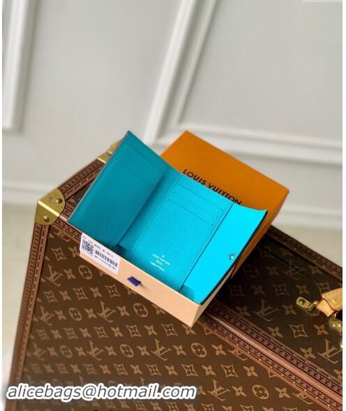 Classic Discount Louis Vuitton Slender Pilot Wallet in Grey Monogram Eclipse Canvas/Turquoise Blue M11500 2024