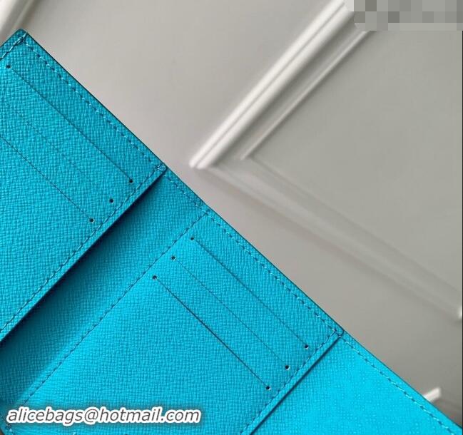 Classic Discount Louis Vuitton Slender Pilot Wallet in Grey Monogram Eclipse Canvas/Turquoise Blue M11500 2024