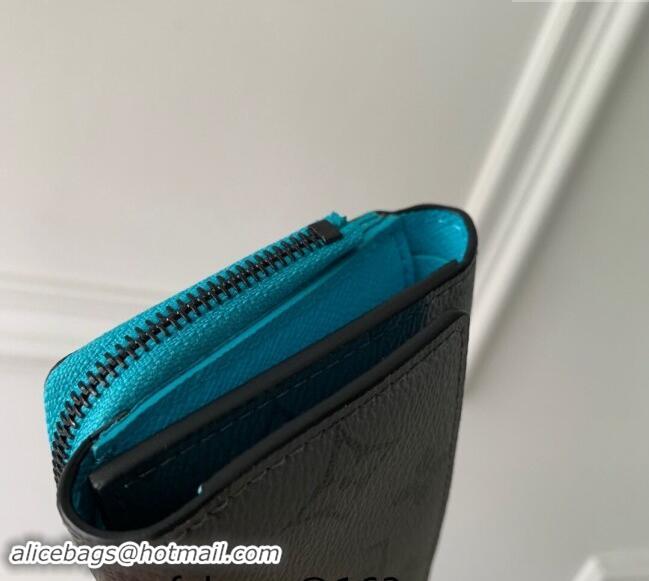 Classic Discount Louis Vuitton Slender Pilot Wallet in Grey Monogram Eclipse Canvas/Turquoise Blue M11500 2024