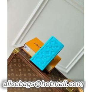 Top Grade Louis Vuitton Brazza Wallet Wallet in Monogram Leather Turquoise Blue M11467 2024