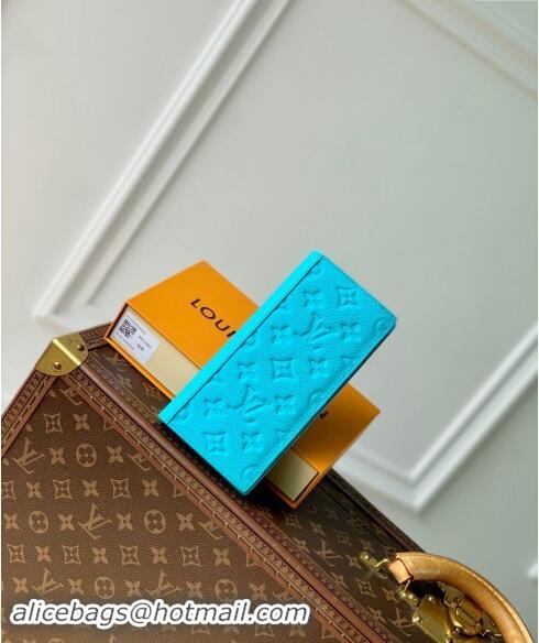 Top Grade Louis Vuitton Brazza Wallet Wallet in Monogram Leather Turquoise Blue M11467 2024