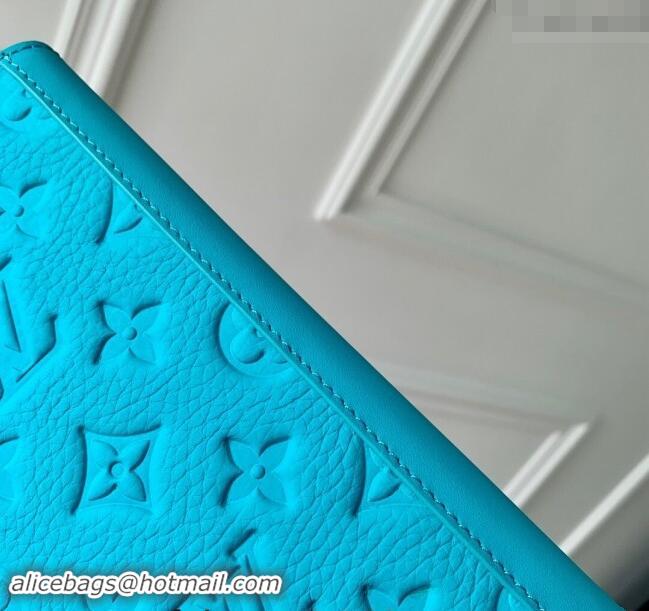 Top Grade Louis Vuitton Brazza Wallet Wallet in Monogram Leather Turquoise Blue M11467 2024