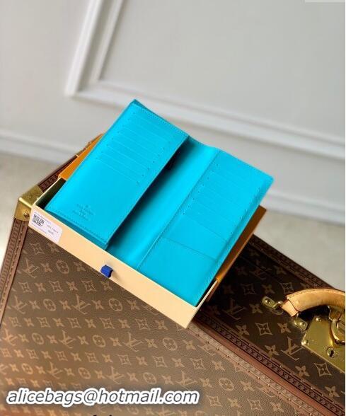 Top Grade Louis Vuitton Brazza Wallet Wallet in Monogram Leather Turquoise Blue M11467 2024