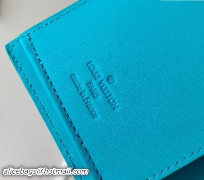 Top Grade Louis Vuitton Brazza Wallet Wallet in Monogram Leather Turquoise Blue M11467 2024