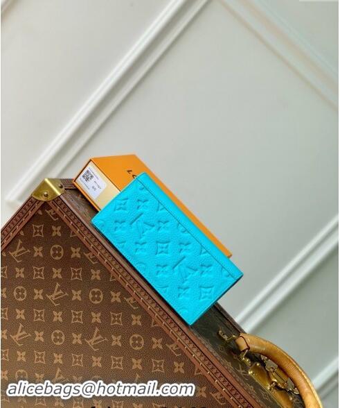 Top Grade Louis Vuitton Brazza Wallet Wallet in Monogram Leather Turquoise Blue M11467 2024