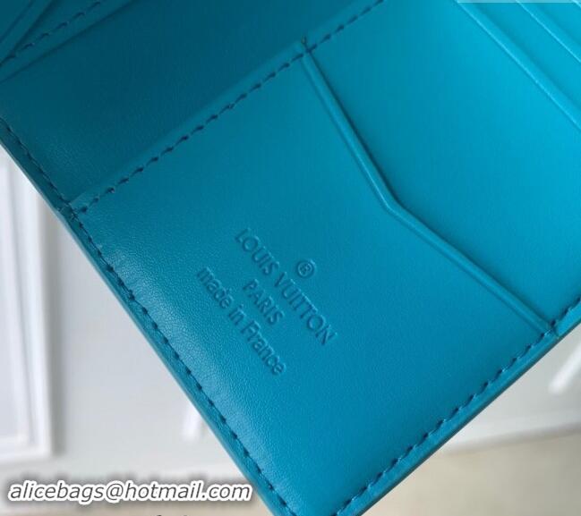 Buy Cheap Louis Vuitton Pocket Organizer Wallet in Monogram Leather Turquoise Blue M11502 2024