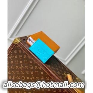 Top Design Louis Vuitton Double Card Holder Wallet in Monogram Leather Turquoise Blue M11471 2024