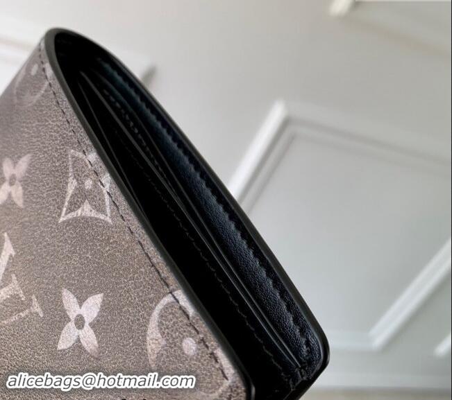 Top Quality Louis Vuitton Mens Slender Wallet in Black Brushed Monogram Leather M11708 2024