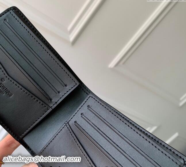 Top Quality Louis Vuitton Mens Slender Wallet in Black Brushed Monogram Leather M11708 2024