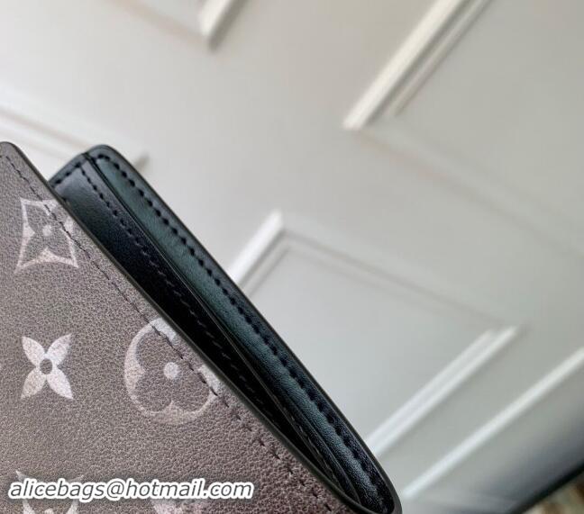 Top Quality Louis Vuitton Mens Slender Wallet in Black Brushed Monogram Leather M11708 2024