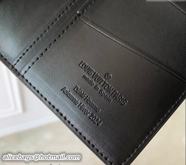 Top Design Louis Vuitton Mens Brazza Wallet in Black Brushed Monogram Leather M66540 2024