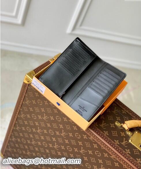 Top Design Louis Vuitton Mens Brazza Wallet in Black Brushed Monogram Leather M66540 2024