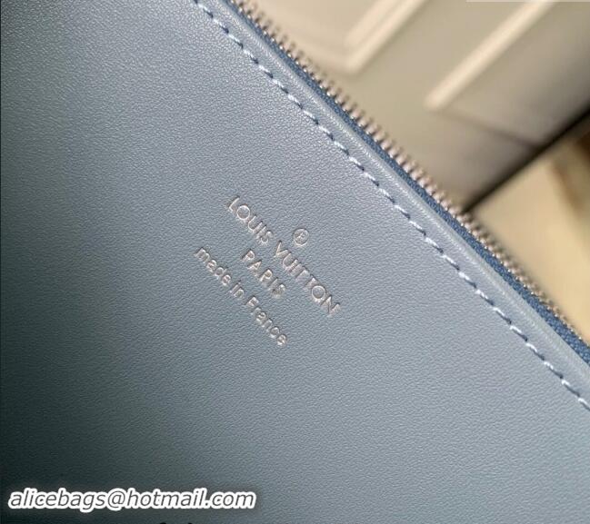 Top Quality Louis Vuitton Zippy Wallet in Mahina Perforated Leather M11745 White/Blue 2024