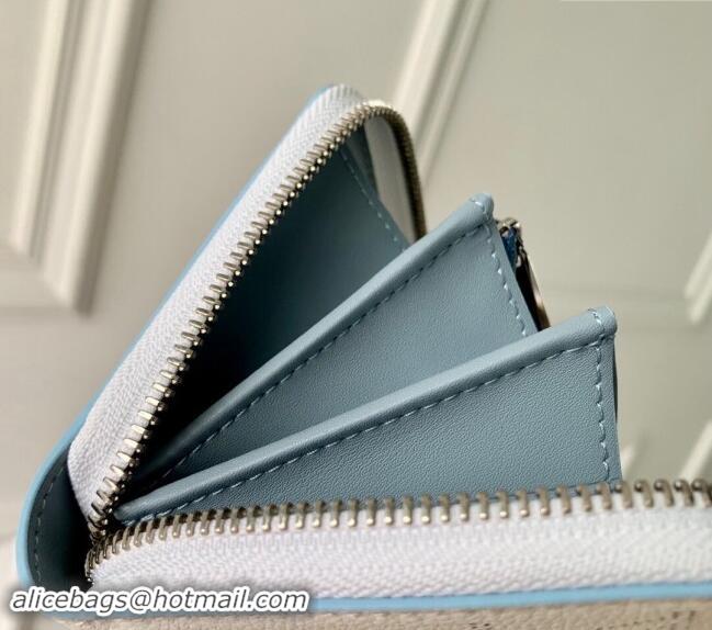 Top Quality Louis Vuitton Zippy Wallet in Mahina Perforated Leather M11745 White/Blue 2024