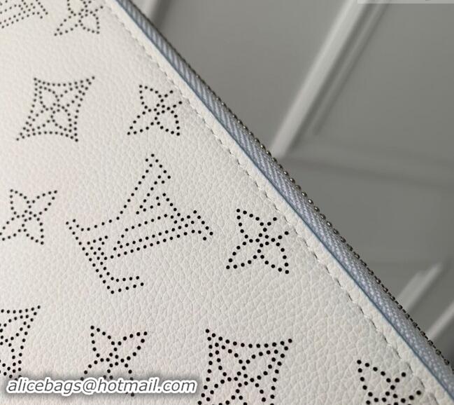 Top Quality Louis Vuitton Zippy Wallet in Mahina Perforated Leather M11745 White/Blue 2024