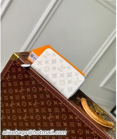 Top Quality Louis Vuitton Zippy Wallet in Mahina Perforated Leather M11745 White/Blue 2024