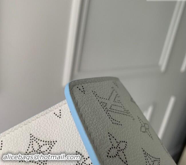 Good Quality Louis Vuitton Iris Compact Wallet in Mahina Perforated Leather M11802 White/Blue 2024