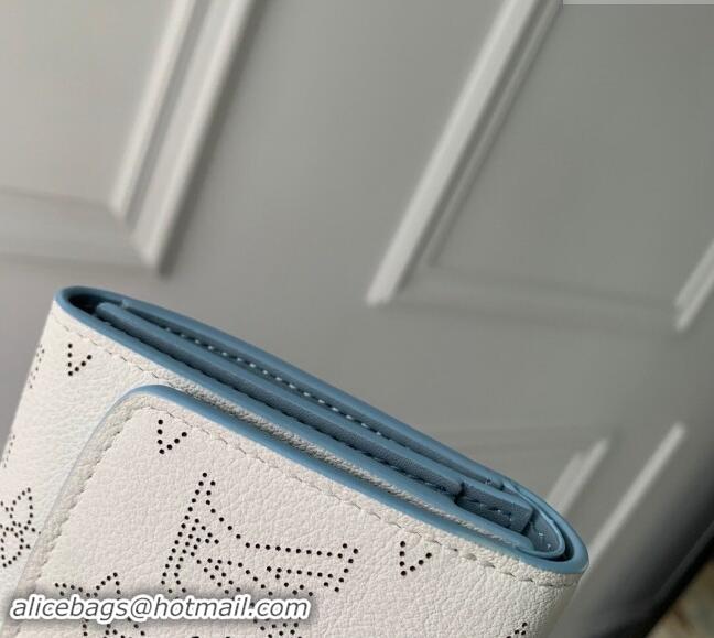 Good Quality Louis Vuitton Iris Compact Wallet in Mahina Perforated Leather M11802 White/Blue 2024