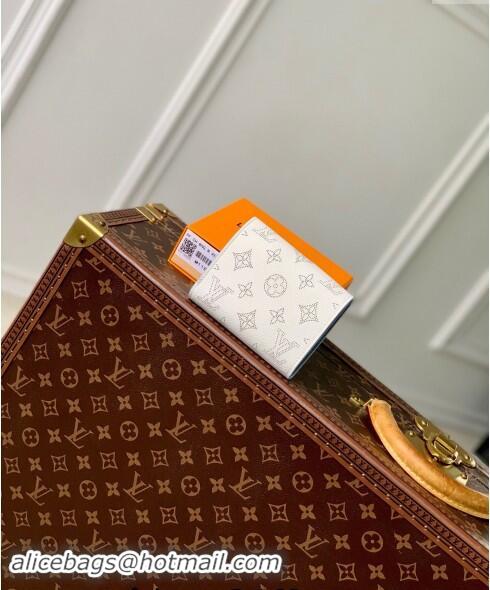 Good Quality Louis Vuitton Iris Compact Wallet in Mahina Perforated Leather M11802 White/Blue 2024