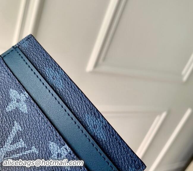 Top Design Louis Vuitton Double Card Holder Wallet in Navy Blue Monogram Gradient Canvas M11550 2024