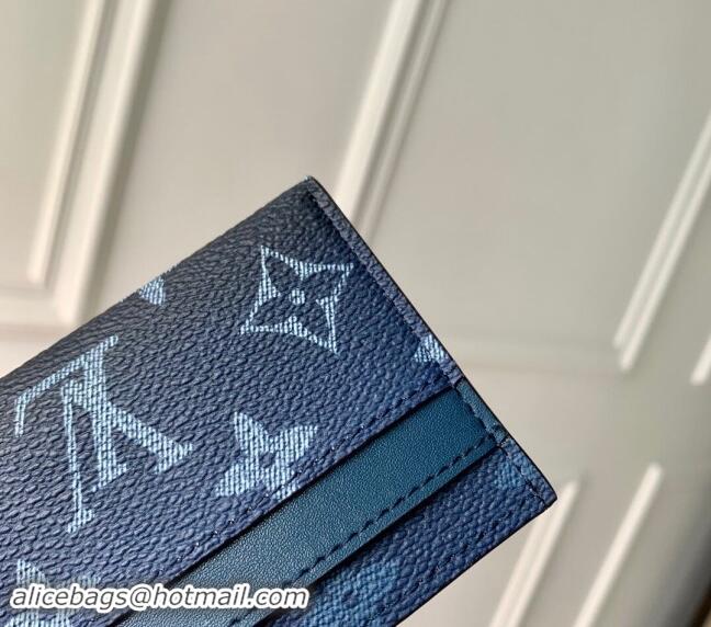 Top Design Louis Vuitton Double Card Holder Wallet in Navy Blue Monogram Gradient Canvas M11550 2024