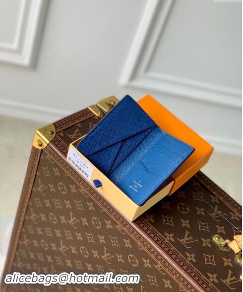 Well Crafted Louis Vuitton Pocket Organizer Wallet in Navy Blue Monogram Gradient Canvas M11548 2024