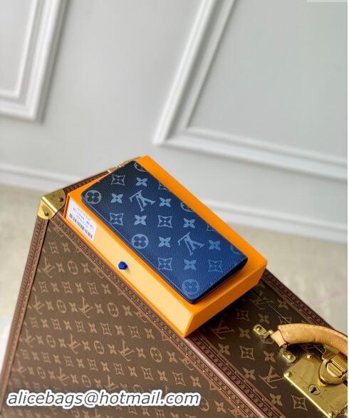 Top Design Louis Vuitton Brazza Wallet in Navy Blue Monogram Gradient Canvas M11546 2024