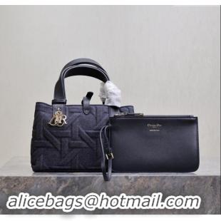 Pretty Style Dior Small Dior Toujours Bag in Blue Graphic Cannage Denim CD2215 2024