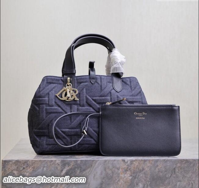 Top Grade Dior Medium Dior Toujours Bag in Blue Graphic Cannage Denim CD2214 2024