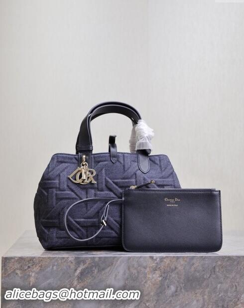 Top Grade Dior Medium Dior Toujours Bag in Blue Graphic Cannage Denim CD2214 2024