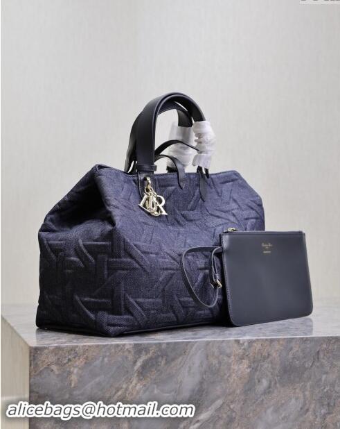 Top Design Dior Large Dior Toujours Bag in Blue Graphic Cannage Denim CD2213 2024